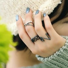 4pc Punk Women Black Silver Above B  Midi Knuckle Ring Women jewelry SM6
