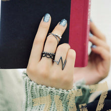 4pc Punk Women Black Silver Above B  Midi Knuckle Ring Women jewelry SM6