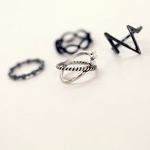 4pc Punk Women Black Silver Above B  Midi Knuckle Ring Women jewelry SM6