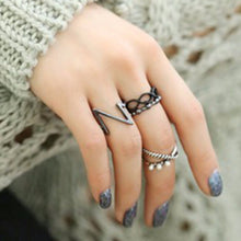 4pc Punk Women Black Silver Above B  Midi Knuckle Ring Women jewelry SM6
