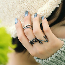 4pc Punk Women Black Silver Above B  Midi Knuckle Ring Women jewelry SM6