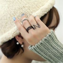 4pc Punk Women Black Silver Above B  Midi Knuckle Ring Women jewelry SM6