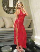 4XL Womens Sexy Lingerie M-SEX Red Halter Neck Lace Nightgown long sexy pajamas sexy lingerie longuette Backless Dress SM6