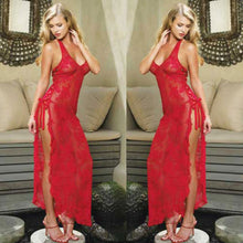 4XL Womens Sexy Lingerie M-SEX Red Halter Neck Lace Nightgown long sexy pajamas sexy lingerie longuette Backless Dress SM6