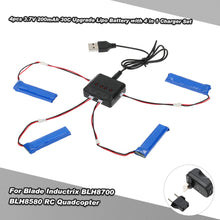 4pcs 37V 200mAh 30C Upgrade Lipo Battery with 4 in 1 Charger Set for Blade Inductrix Tiny Whoop BLH8700 BLH8580 RC Quadcopter SM6