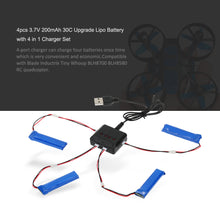 4pcs 37V 200mAh 30C Upgrade Lipo Battery with 4 in 1 Charger Set for Blade Inductrix Tiny Whoop BLH8700 BLH8580 RC Quadcopter SM6