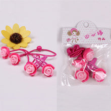 4pcs baby children cute cartoon hair rope multi-color Kids Flower Headdress Mix Hair Clips Hair Ropes SM6