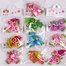 4pcs baby children cute cartoon hair rope multi-color Kids Flower Headdress Mix Hair Clips Hair Ropes SM6