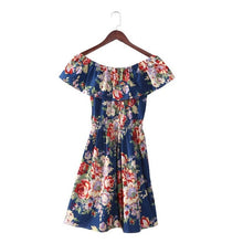 5 Colors Fashion Women Off Shoulder Dress Floral PrintGirls Womens Dresess Boat Neck Strapless Cute Dress Female Vestidos SM6