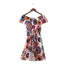 5 Colors Fashion Women Off Shoulder Dress Floral PrintGirls Womens Dresess Boat Neck Strapless Cute Dress Female Vestidos SM6