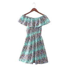 5 Colors Fashion Women Off Shoulder Dress Floral PrintGirls Womens Dresess Boat Neck Strapless Cute Dress Female Vestidos SM6