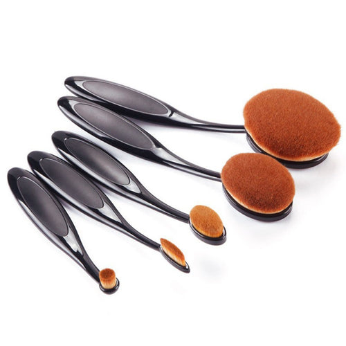 5 Pieces/set Cosmetic Oval Makeup Brushes Set Blush Powder Foundation Beauty Eyeshadow Toothbrush Kit Tool SM6