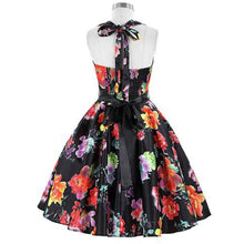 50S Dress Printing Floral Off Shoulder Retro Dress Bow Belt Slim A-Line V Neck Short Summer Dress Meeting Vestidos Cortos#B715 SM6