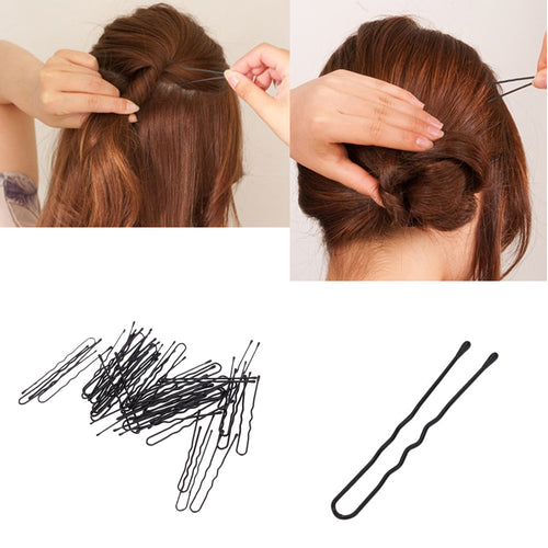 50pcs Beauty Hair Pins Thin U Shape Hair Bobby Pin Black Metal Clips Health Hair Care Styling Tools SM6