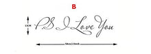 58*15cm PS I Love You Wall Art Decal Home Decor Famous & Inspirational Quotes Living Room Bedroom Removable Wall Stickers 8017 SM6