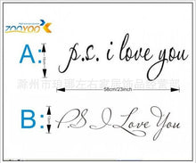 58*15cm PS I Love You Wall Art Decal Home Decor Famous & Inspirational Quotes Living Room Bedroom Removable Wall Stickers 8017 SM6