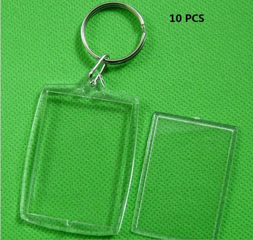 5PCS Picture Frame Key Ring Chain Transparent Blank Insert Photo Key Chain SM6