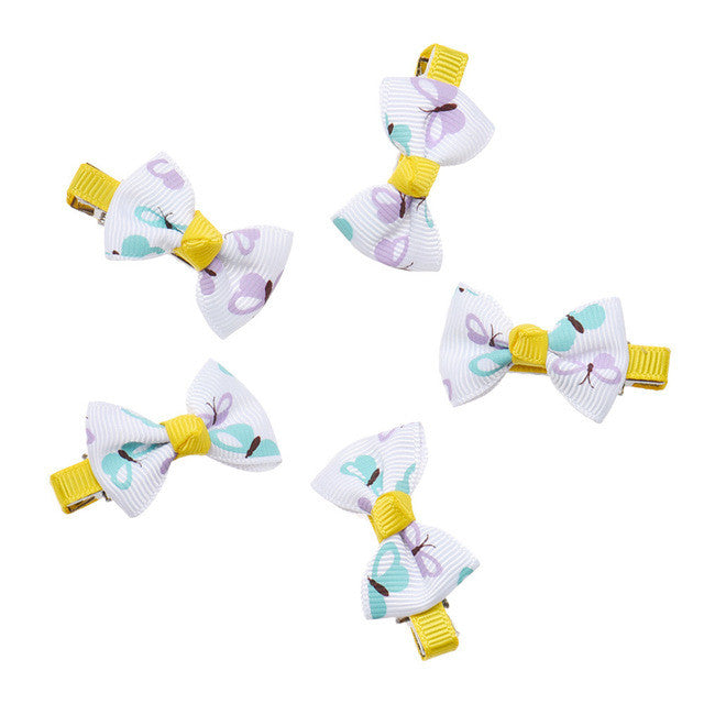 5pcs Children Bow Small Hairpin Baby Boutique Girl's Fruits Flowers Butterflies Patten Hairclips Children Hair Accessories #3546 SM6
