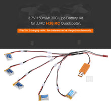 5pcs Original JJRC 37V 150mAh 30C Lipo Batteries USB Charger 5 in 1 Charging Cable for JJRC H36 RC Quadcopter SM6