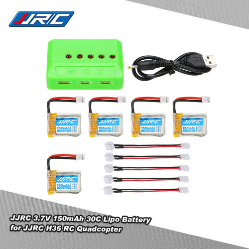 5pcs Original JJRC 37V 150mAh 30C Lipo Batteries with 5 in 1 Battery Charger for JJRC H36 RC Quadcopter SM6