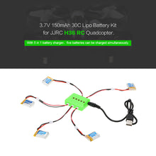 5pcs Original JJRC 37V 150mAh 30C Lipo Batteries with 5 in 1 Battery Charger for JJRC H36 RC Quadcopter SM6