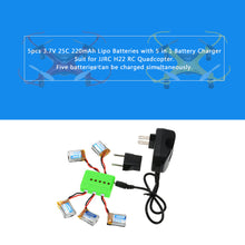 5pcs Original JJRC 37V 220mAh 25C Lipo Batteries with 5 in 1 Battery Charger Set for JJRC H22 RC Quadcopter SM6