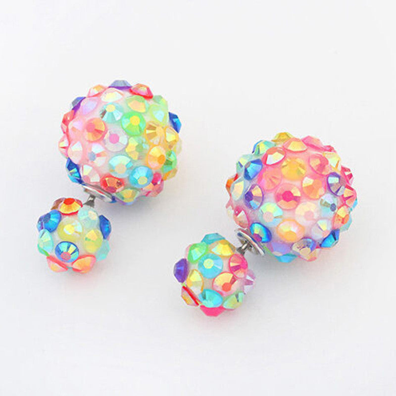 6 Color Stylish Flower Ball Earrings Double Side Crystal Earrings Big Beads Earrings Women's Jewelry SM6