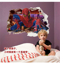 60*90cm 3d boys Dream spiderman through wall sticker removable kids wall decals children bedroom wall art decor SM6