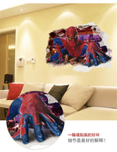 60*90cm 3d boys Dream spiderman through wall sticker removable kids wall decals children bedroom wall art decor SM6