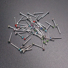 60Pcs Crystal Rhinestone Nose Piercing Bone Stud Stainless Surgical Steel Body Piercing Jewelry SM6