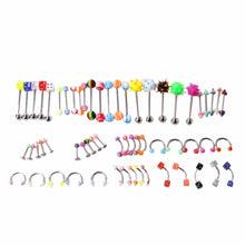 60Pcs Mixed Lip Piercing Barbell Eyebrow Navel Tongue Belly Rings Body Jewelry 60pcs  SM6