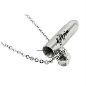 60cm Silver Stainless Steel Men Dragon Bullet Pendant Necklace Cool Chain Jewelry Gift Long Animal Necklace SM6