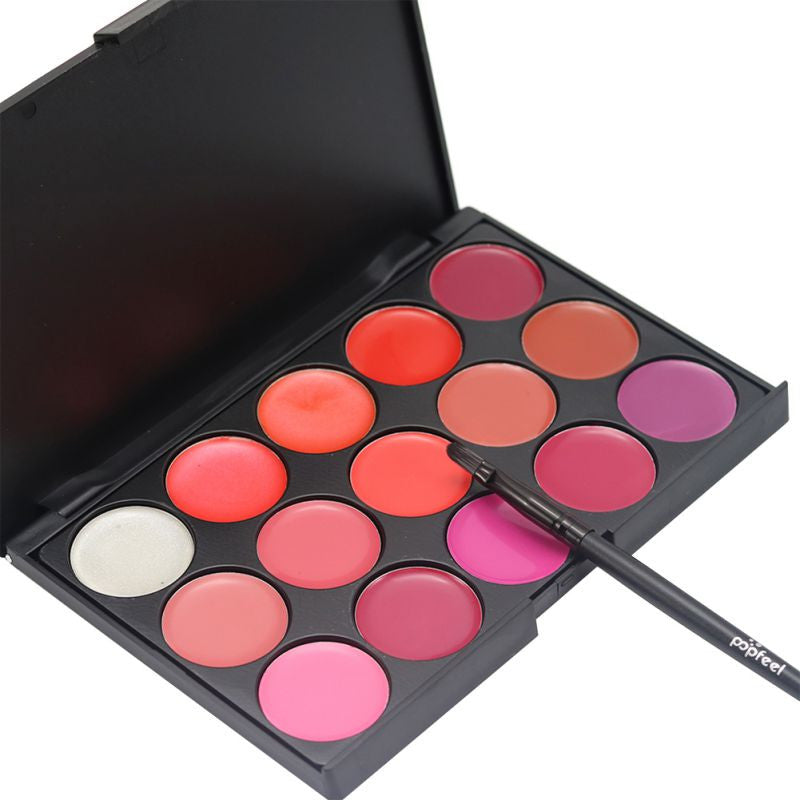 15 Colors Lip Gloss Lipstick Palette Cosmetic Makeup Kit Set With Lip –  summer life6