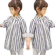 2-7Y Girls Shirts Cotton Blusa Children Stripe Shirt Kids Loose Soft Blouse Baby Girl Tops SM6