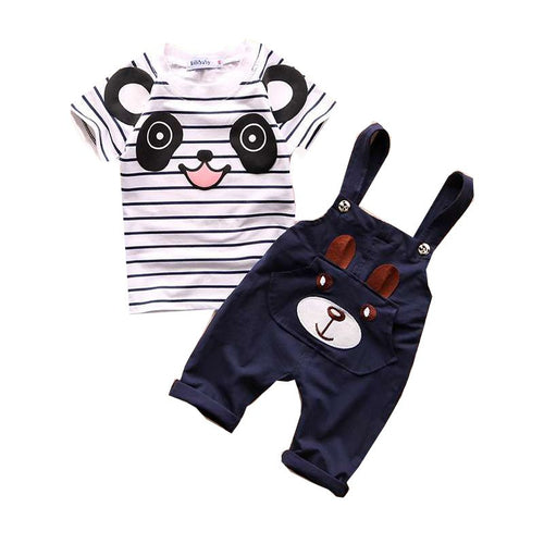 Baby Boy Girl Clothing Sets Cotton Cartoon Overalls Tops T shirt Jumpsuits Romper Set Kid Clothes Outfits Suit SM6
