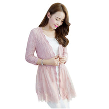 Design Women Sexy Lace Hollow Out Shirt Splice Crochet knit Elegant Cardigan SM6
