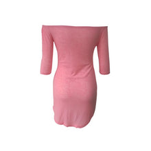 Fashion Half Sleeve Off Shoulder Slash Neck Sexy Club Dress Women Slim Bodycon Knitted Party Night Pink Dresses SM6