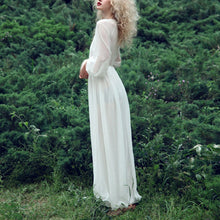 Women White Boho Evening Party Long Maxi Beach Dress Chiffon Sundress SM6