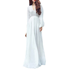Women White Boho Evening Party Long Maxi Beach Dress Chiffon Sundress SM6