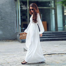 Women White Boho Evening Party Long Maxi Beach Dress Chiffon Sundress SM6