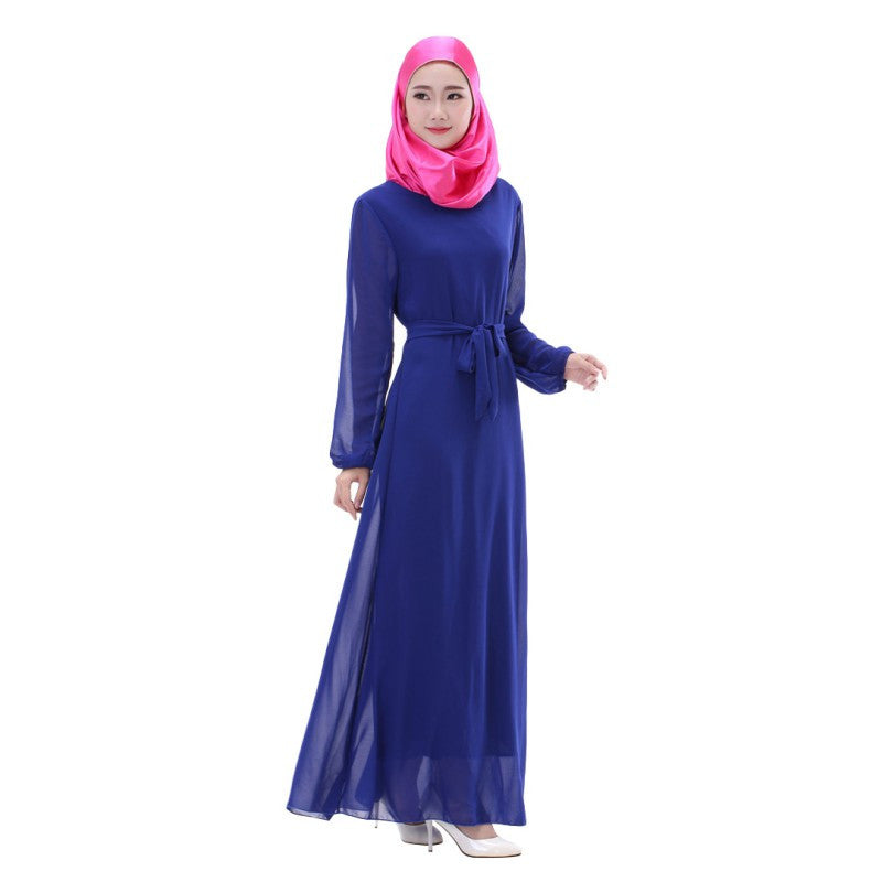 Women Chiffon Long Sleeve LKaftan Abaya Jilbab Islamic Muslim Cocktail ong Dress SM6