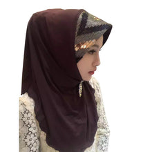Women Soft Full Cover Scarf Paillette Embroider Linen Caps Islamic Shawls Hijab Muslim Headwear Y80 SM6