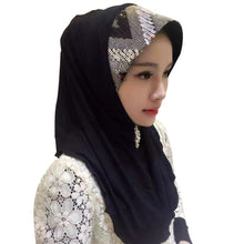 Women Soft Full Cover Scarf Paillette Embroider Linen Caps Islamic Shawls Hijab Muslim Headwear Y80 SM6