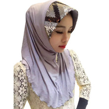 Women Soft Full Cover Scarf Paillette Embroider Linen Caps Islamic Shawls Hijab Muslim Headwear Y80 SM6