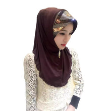 Women Soft Full Cover Scarf Paillette Embroider Linen Caps Islamic Shawls Hijab Muslim Headwear Y80 SM6