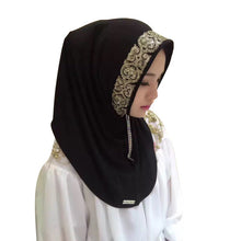 New Women Vintage Muslim Golden Fringe Embroidery Floral Caps Hijab Islamic Full Cover Scarf Hats Y03 SM6