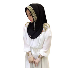 New Women Vintage Muslim Golden Fringe Embroidery Floral Caps Hijab Islamic Full Cover Scarf Hats Y03 SM6
