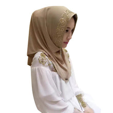 New Women Vintage Muslim Golden Fringe Embroidery Floral Caps Hijab Islamic Full Cover Scarf Hats Y03 SM6