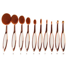 Rose Gold 10pcs Tooth Brush Shape Oval Makeup Brush Set MULTIPURPOSE Professional Foundation Powder Brush Kit Makeup Tools SM6