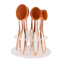 Rose Gold 10pcs Tooth Brush Shape Oval Makeup Brush Set MULTIPURPOSE Professional Foundation Powder Brush Kit Makeup Tools SM6